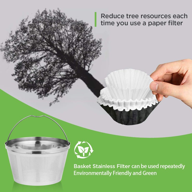 YEOSEN Reusable Coffee Filters 8-12 Cup Permanent Coffee Filters Basket Washable Compatible with Mr. Coffee Black & Decker Coffee Maker Filter 6-12 Cup - Image 4
